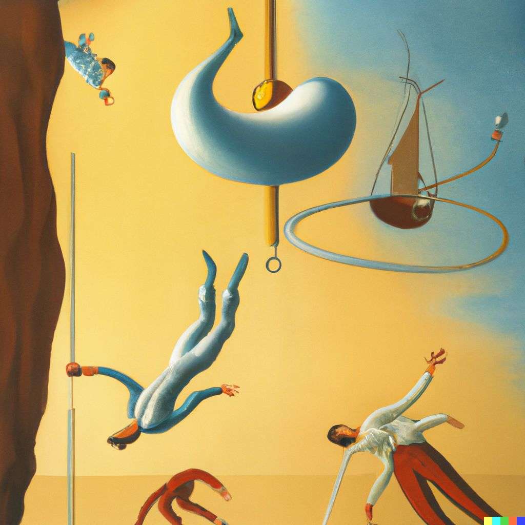 the discovery of gravity, painting by Salvador Dali